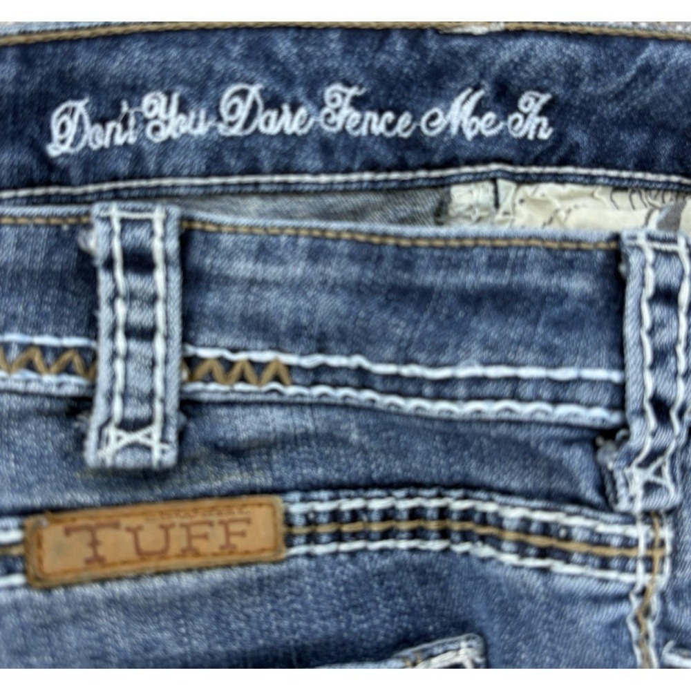 Cowgirl Tuff Don't Fence Me In Bootcut Jean Womens 31 Blue Saddle Stitch Western - Picture 6 of 11